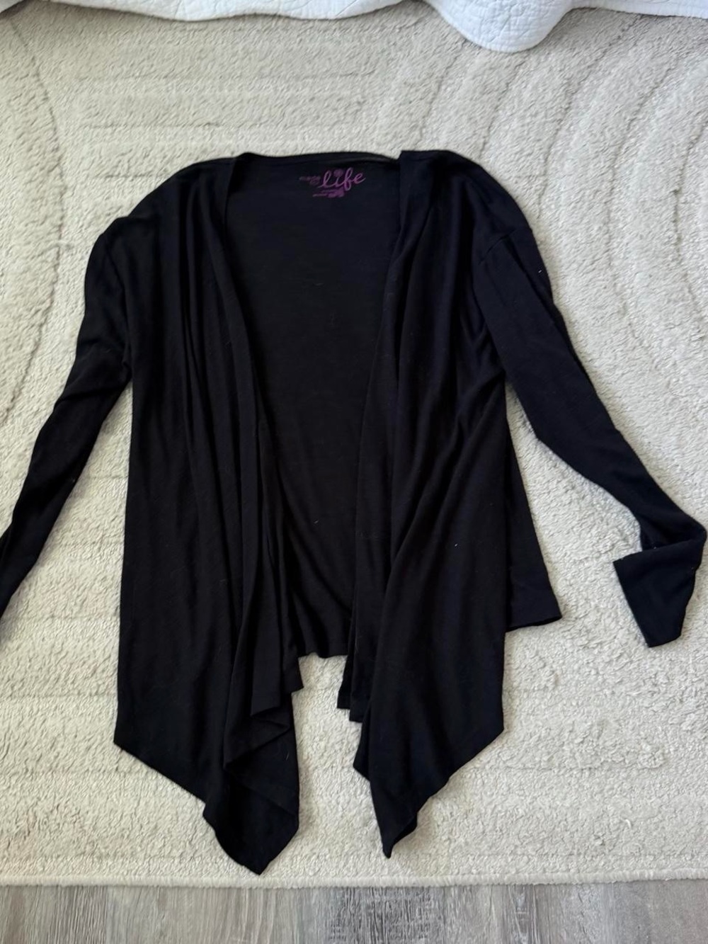made for life Black Draped Open-Front Cardigan